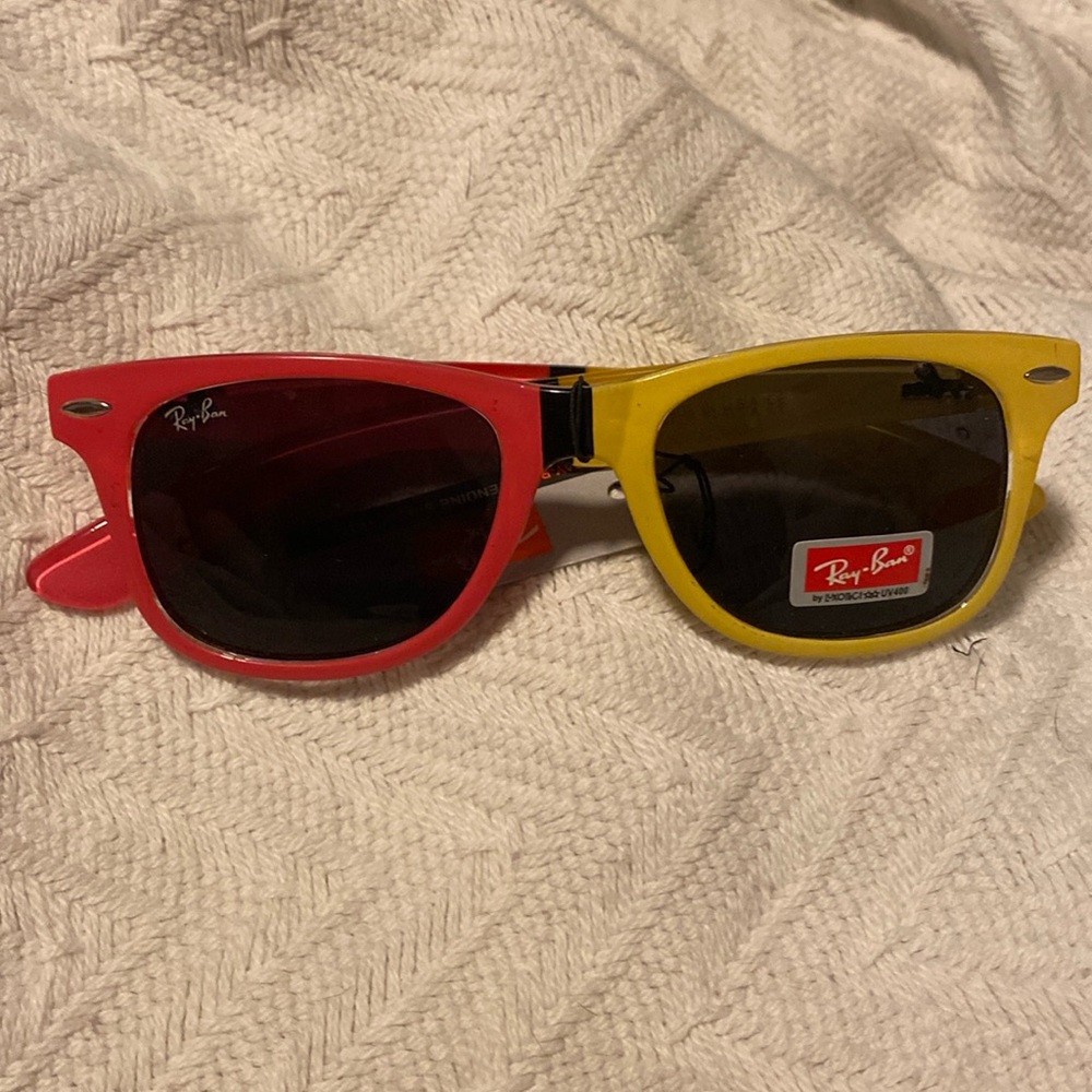 Two tone pink and yellow vintage raybans